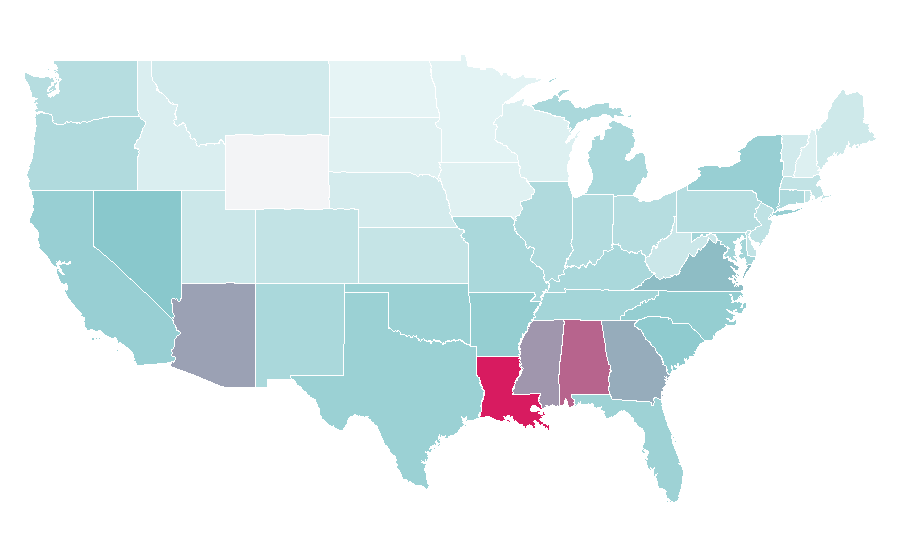 Affinity by region — Virgo (astrology), United States