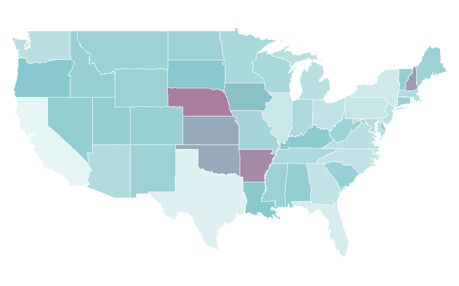 Affinity by region — Virtual learning environment, United States