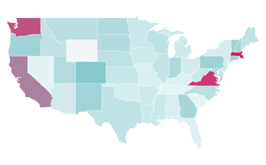 Affinity by region — Visible spectrum, United States