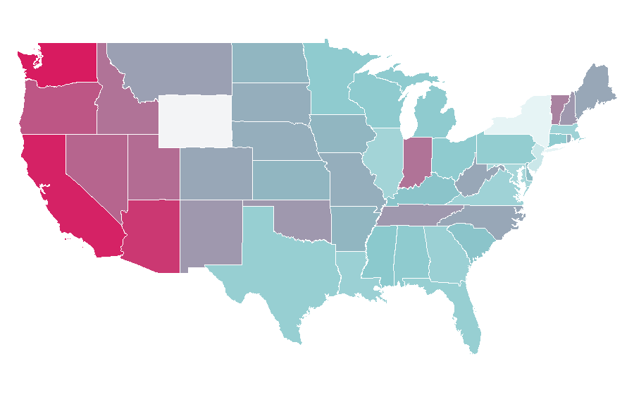 Affinity by region — Volkswagen Type 2, United States