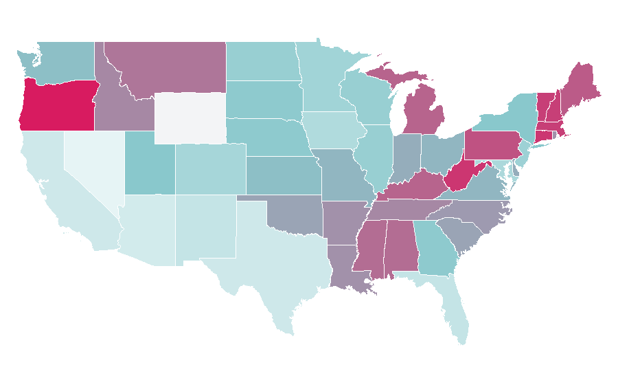 Affinity by region — Vulvodynia, United States