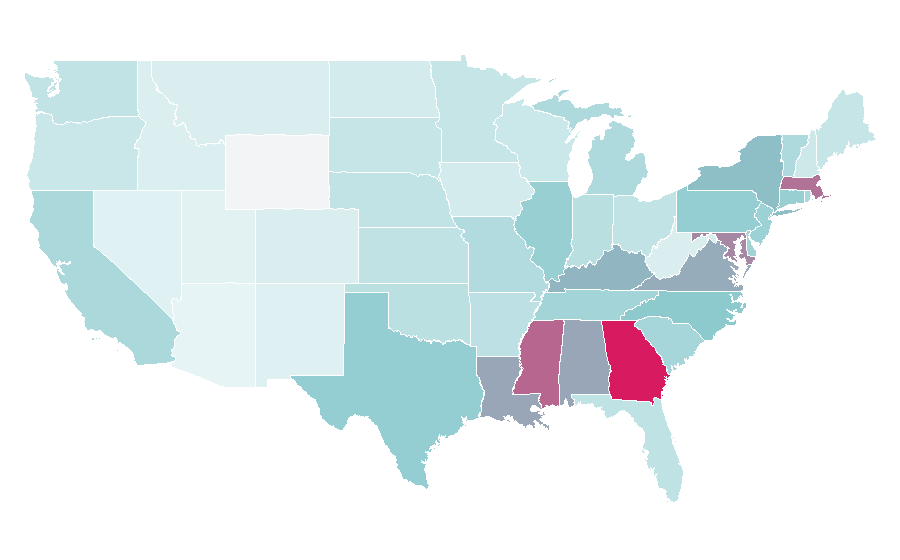 Affinity by region — W. E. B. Du Bois, United States
