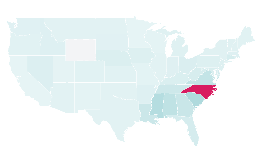 Affinity by region — Wake Forest Demon Deacons football, United States