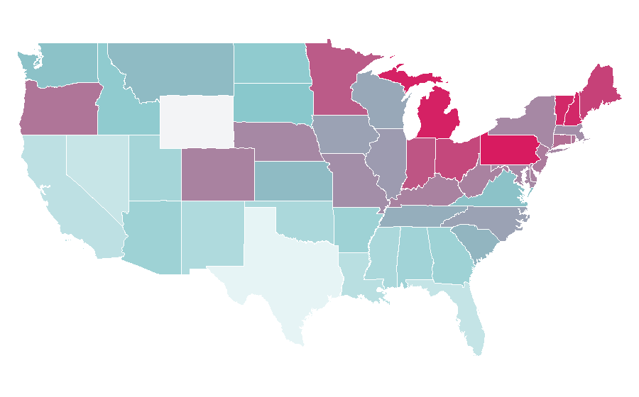 Affinity by region — Wall decal, United States