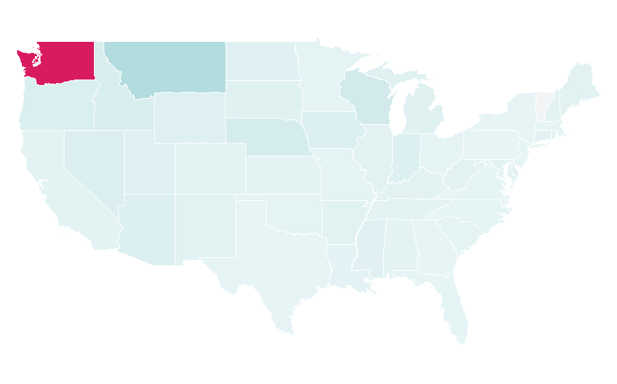 Affinity by region — Washington Huskies men's basketball, United States