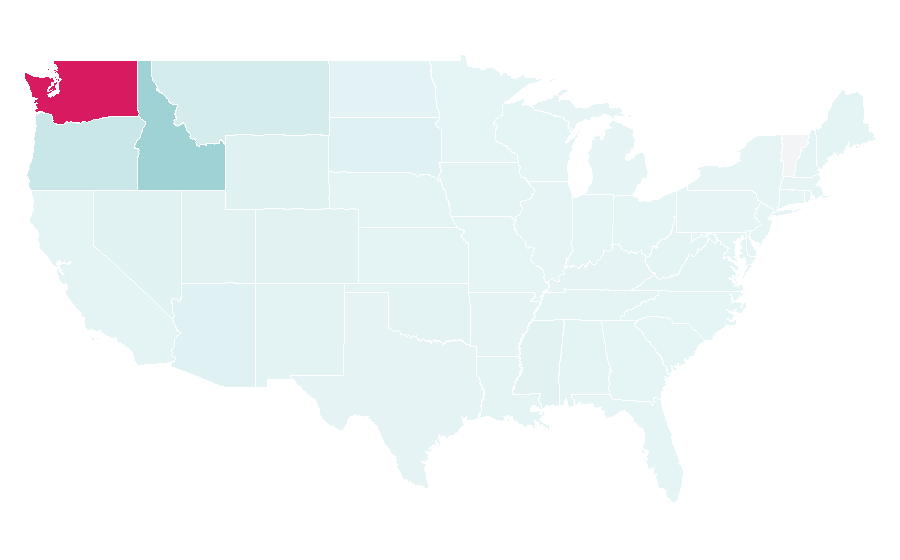Affinity by region — Washington State Cougars football, United States