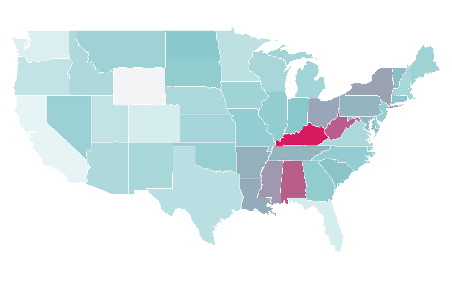 Affinity by region — WCW World Heavyweight Championship, United States