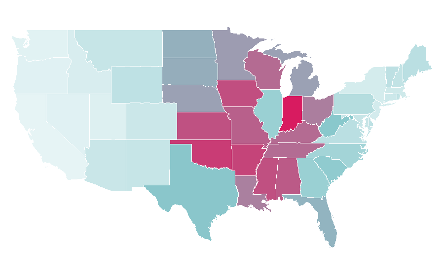 Affinity by region — Weather radar, United States