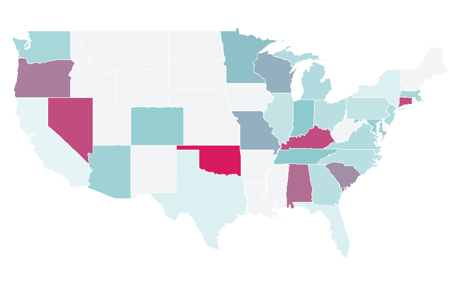 Afinidad por región — Web 2.0, Estados Unidos