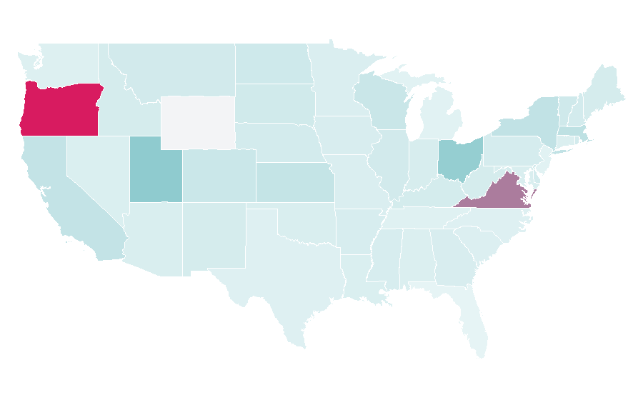 Affinity by region — Web application development, United States