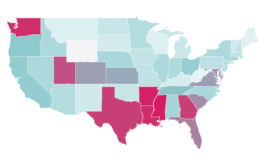 Affinity by region — Web developer, United States