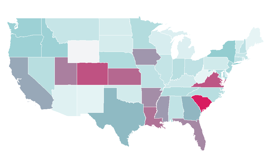 Affinität nach Region — Web development, USA