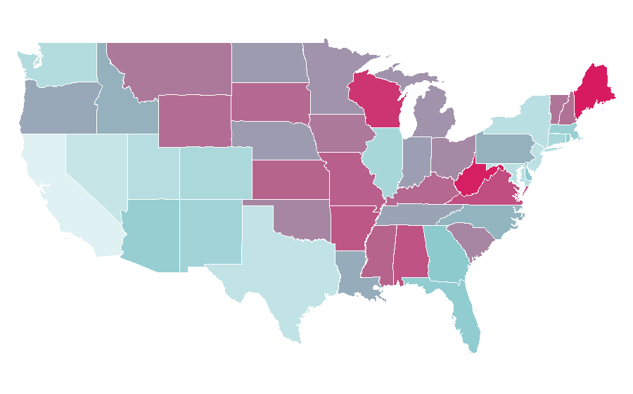 Affinité par région — WebMD, États-Unis