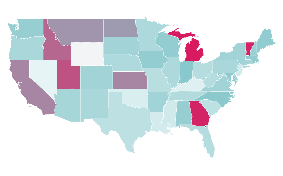 Affinity by region — Weebly, United States