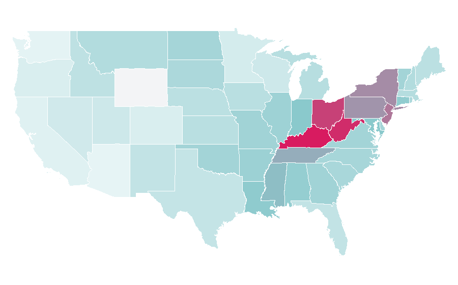 Affinity by region — Weekend trips, United States