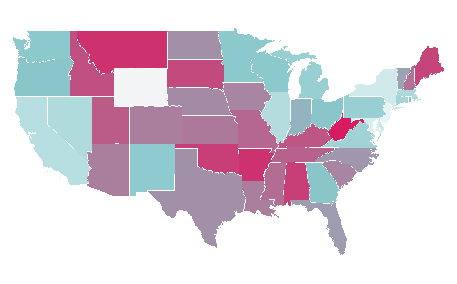 Affinity by region — Weimaraner, United States