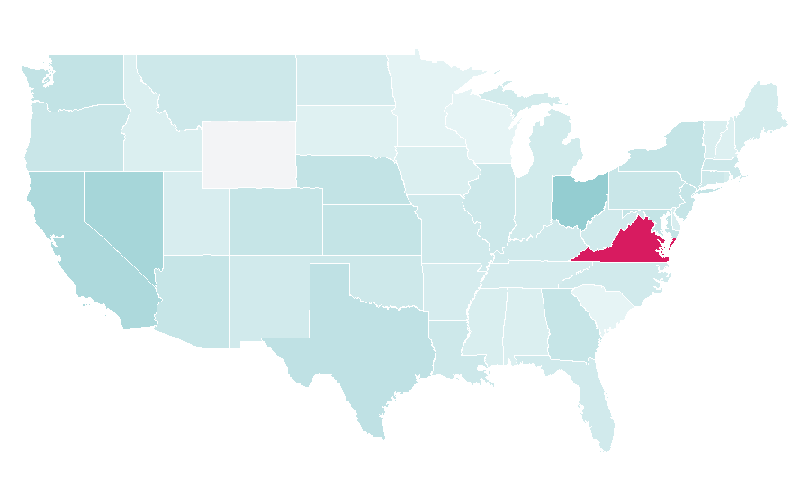 Affinity by region — Welterweight (MMA), United States