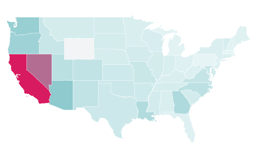 Affinität nach Region — West Coast hip hop, USA