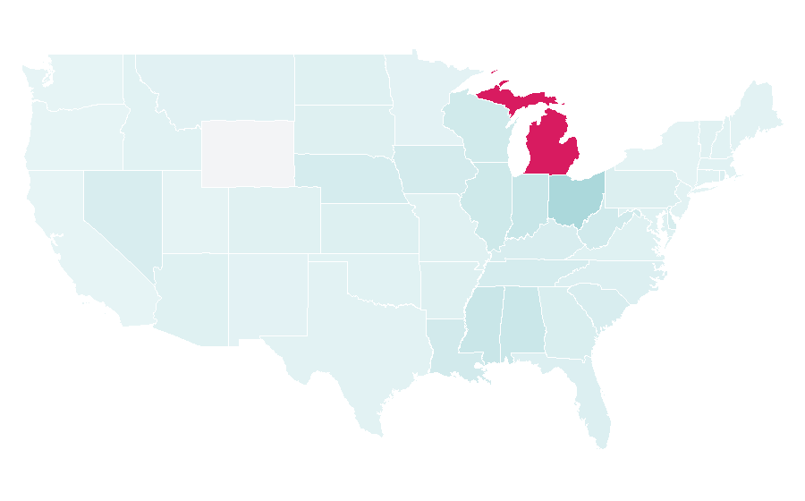 Affinity by region — Western Michigan Broncos football, United States