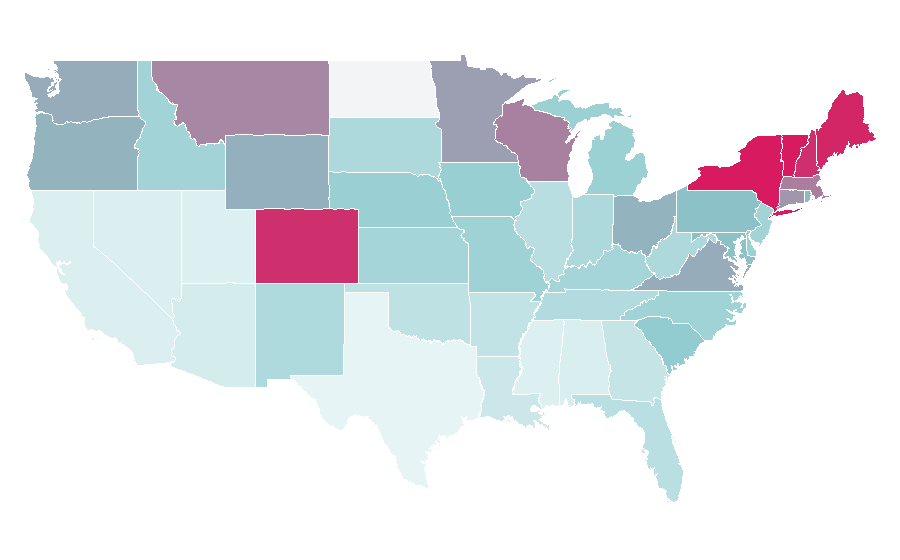Affinity by region — Westminster Kennel Club Dog Show, United States