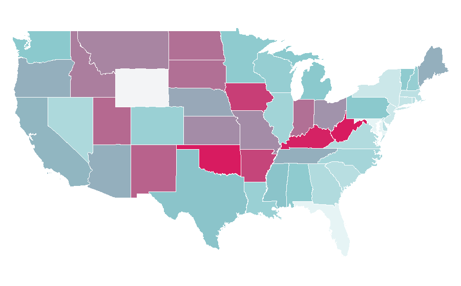 Affinity by region — What's Eating Gilbert Grape, United States