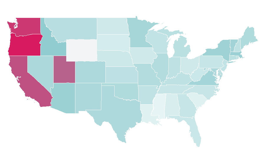 Affinity by region — Whisper of the Heart, United States