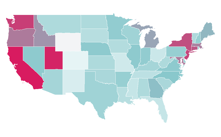 Affinity by region — White bread, United States