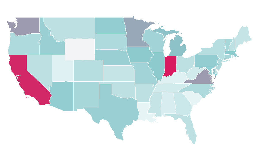 Affinity by region — White-collar worker, United States