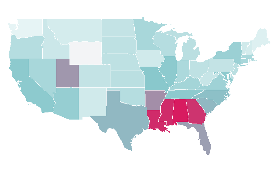 Affinity by region — White hat (computer security), United States