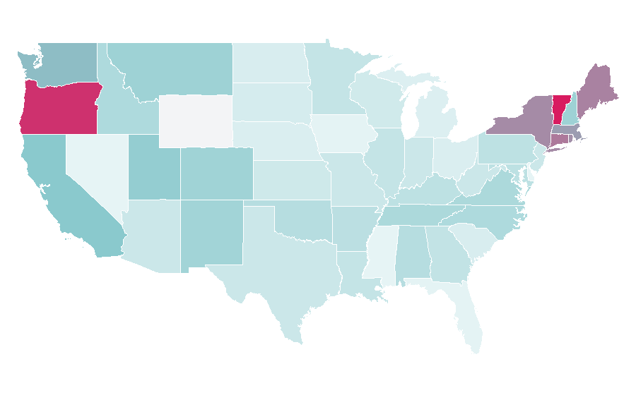 Affinity by region — William Blake, United States