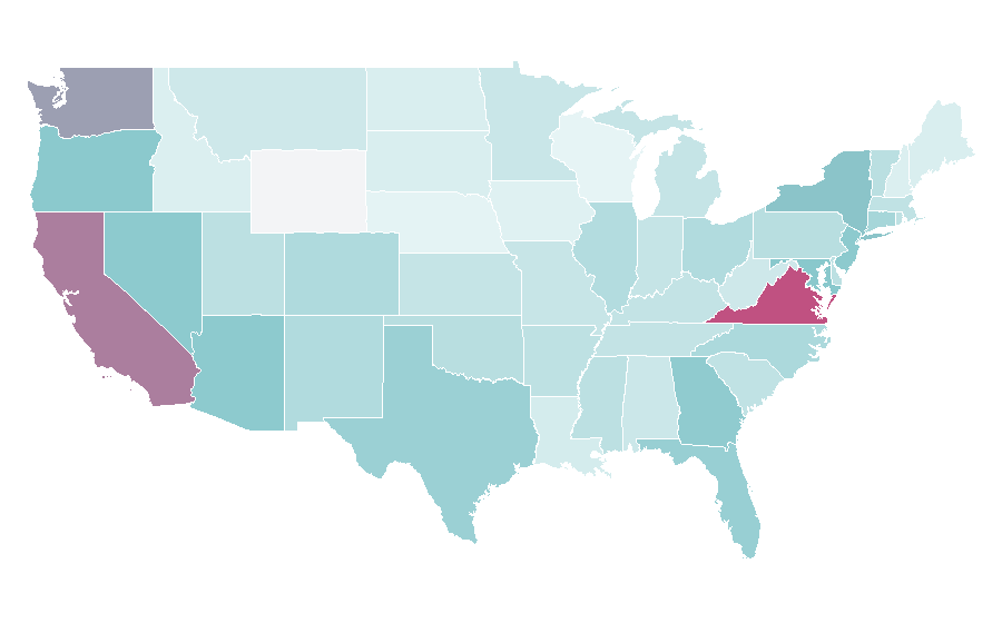 Affinity by region — Wing Chun, United States