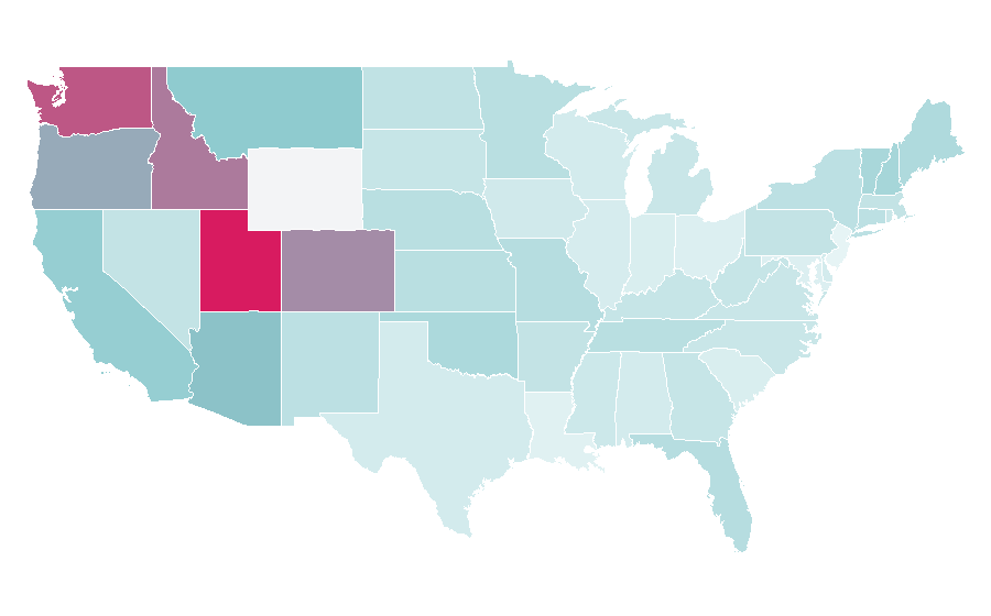 Affinity by region — Wingsuit flying, United States