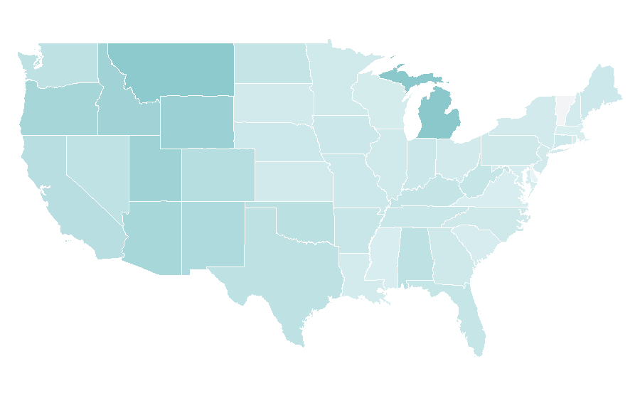 Affinity by region — Wolverine (comics), United States