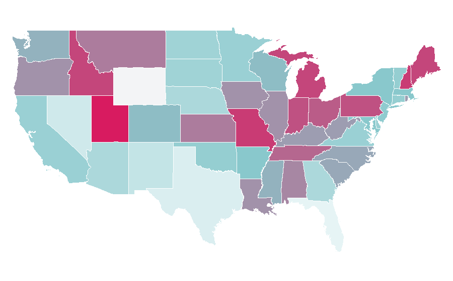 Affinity by region — Women's boxing, United States