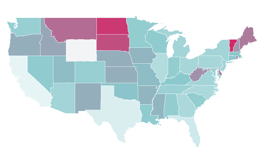 Affinité par région — Women's fiction, États-Unis