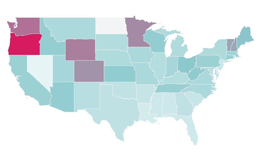 Affinité par région — Woodworking, États-Unis
