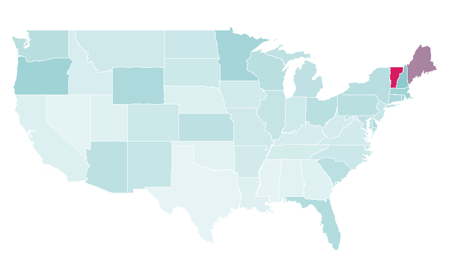 Affinity by region — Words with Friends, United States