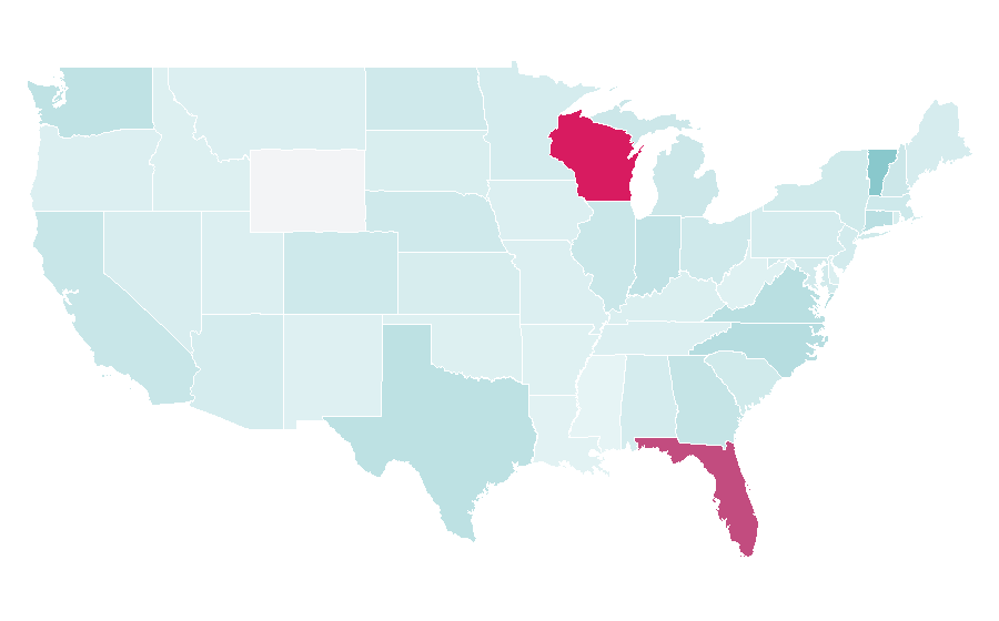 Affinity by region — World Extreme Cagefighting, United States