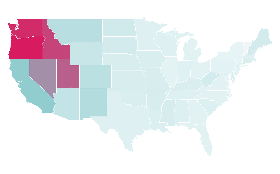 Affinity by region — WorldMark by Wyndham, United States
