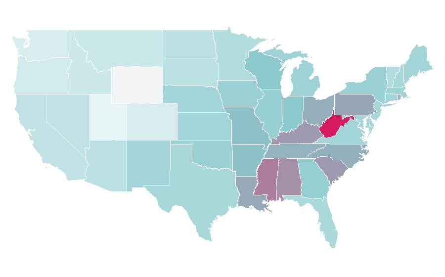 Affinity by region — WWE Raw, United States