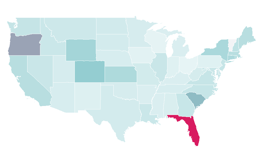 Affinity by region — Yacht charter, United States