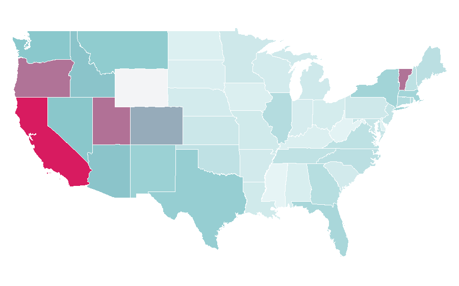 Affinity by region — Yerba mate, United States