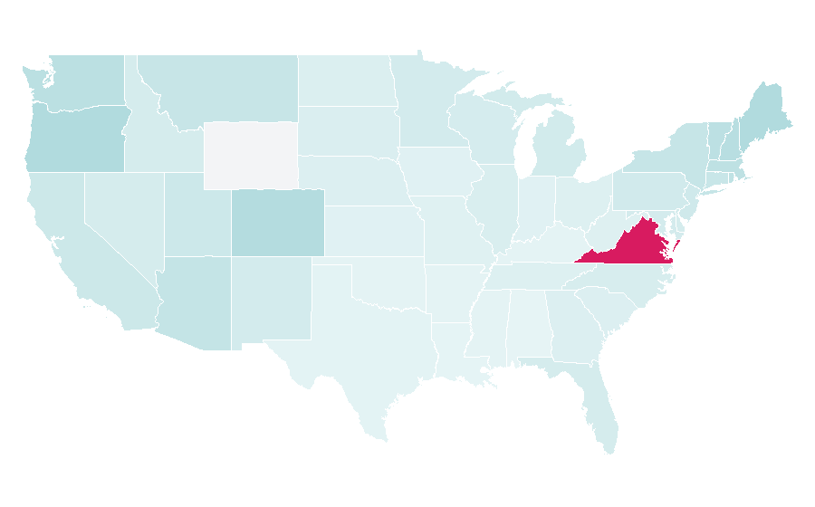 Affinity by region — Yin yoga, United States