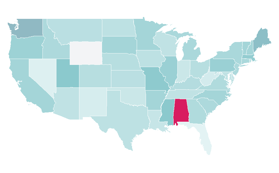Afinidad por región — Yoga pants, Estados Unidos