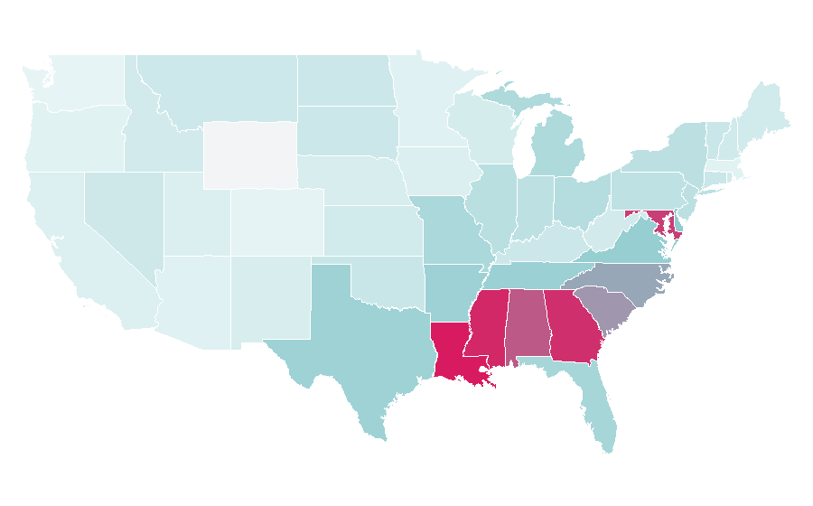 Affinity by region — Yolanda Adams, United States