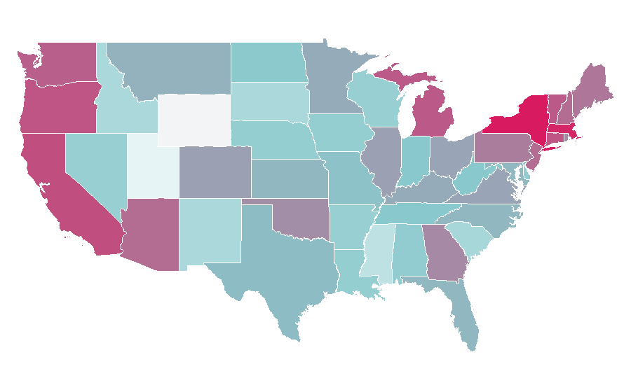 Affinity by region — Zionism, United States