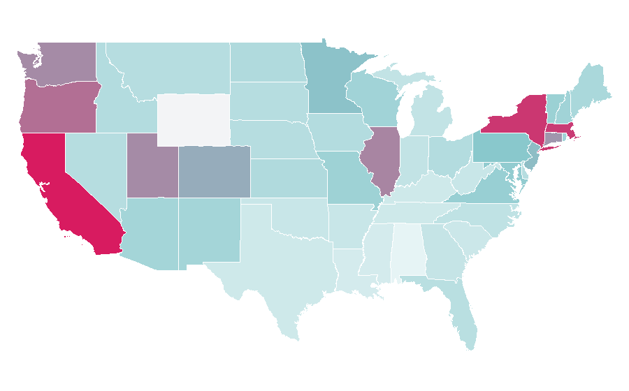 Affinity by region — Academy Award for Best Original Score, United States