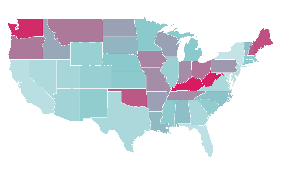 Affinity by region — Alice in Chains, United States