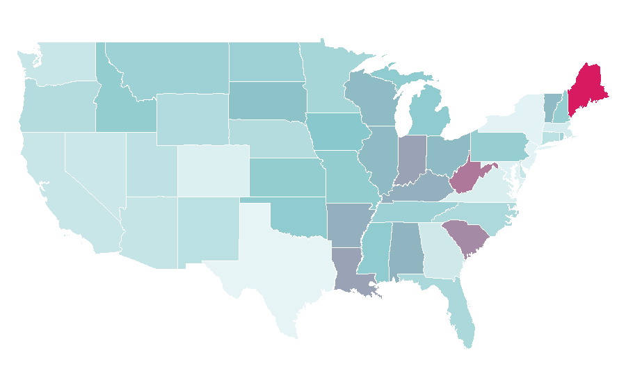 Affinity by region — America's Got Talent, United States