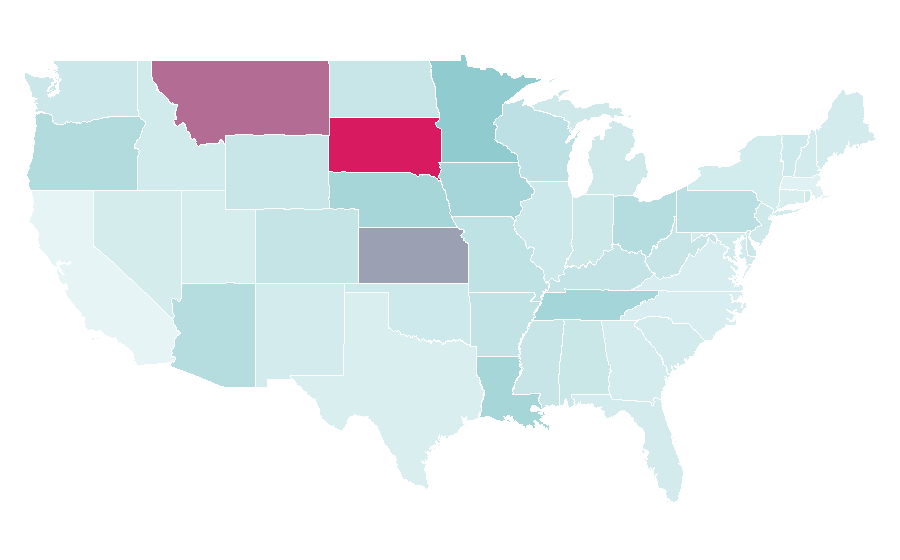 Affinity by region — Arena Football League, United States